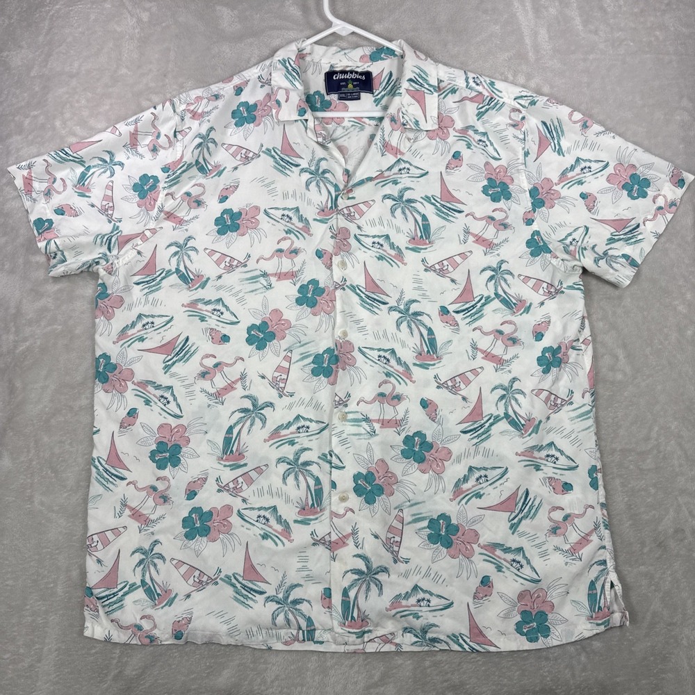 Chubbies Shirt Mens XXL Hawaiian Floral Tropical Short Sleeve Button Up Rayon